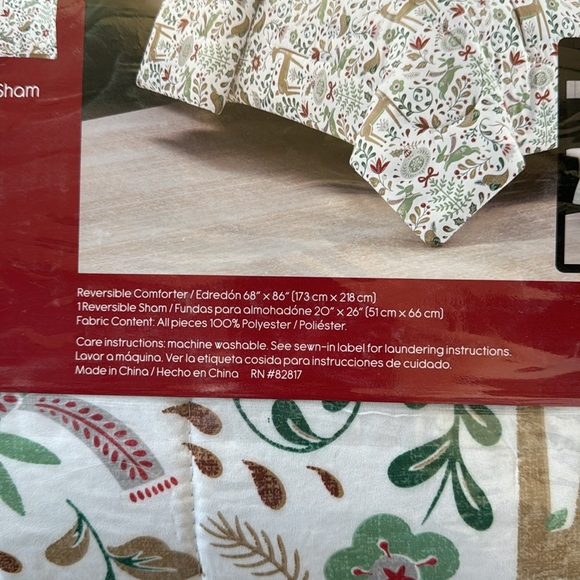 NWT 2 Piece Holiday Deer Christmas Comforter Set - Picture 4 of 4
